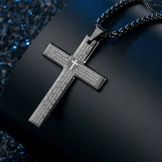 Engraved Cross Car Pendant | Christian/Catholic Faith Prayer