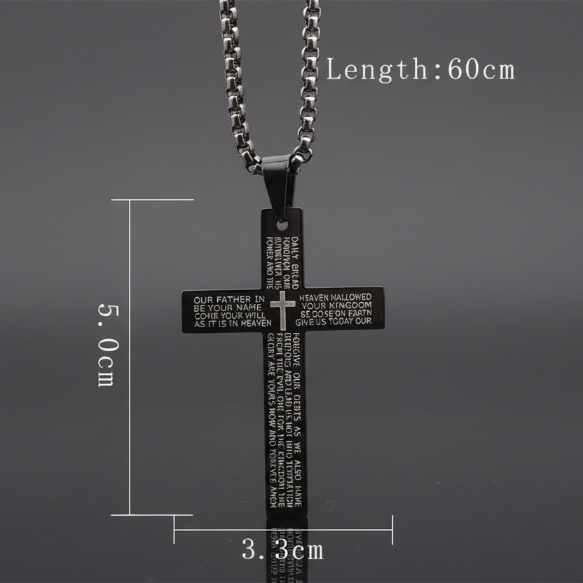 Engraved Cross Car Pendant | Christian/Catholic Faith Prayer