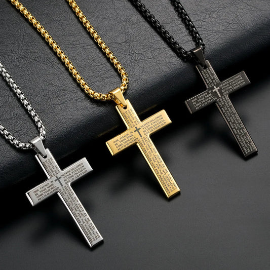Engraved Cross Car Pendant | Christian/Catholic Faith Prayer