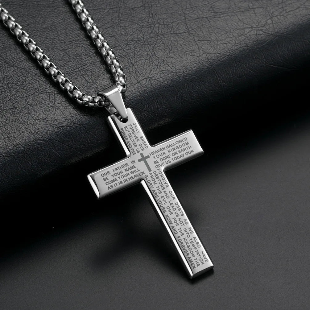 Engraved Cross Car Pendant | Christian/Catholic Faith Prayer