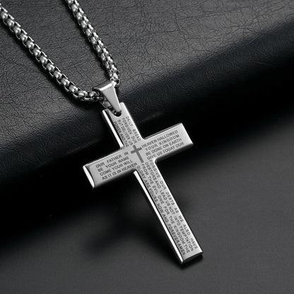 Engraved Cross Car Pendant | Christian/Catholic Faith Prayer