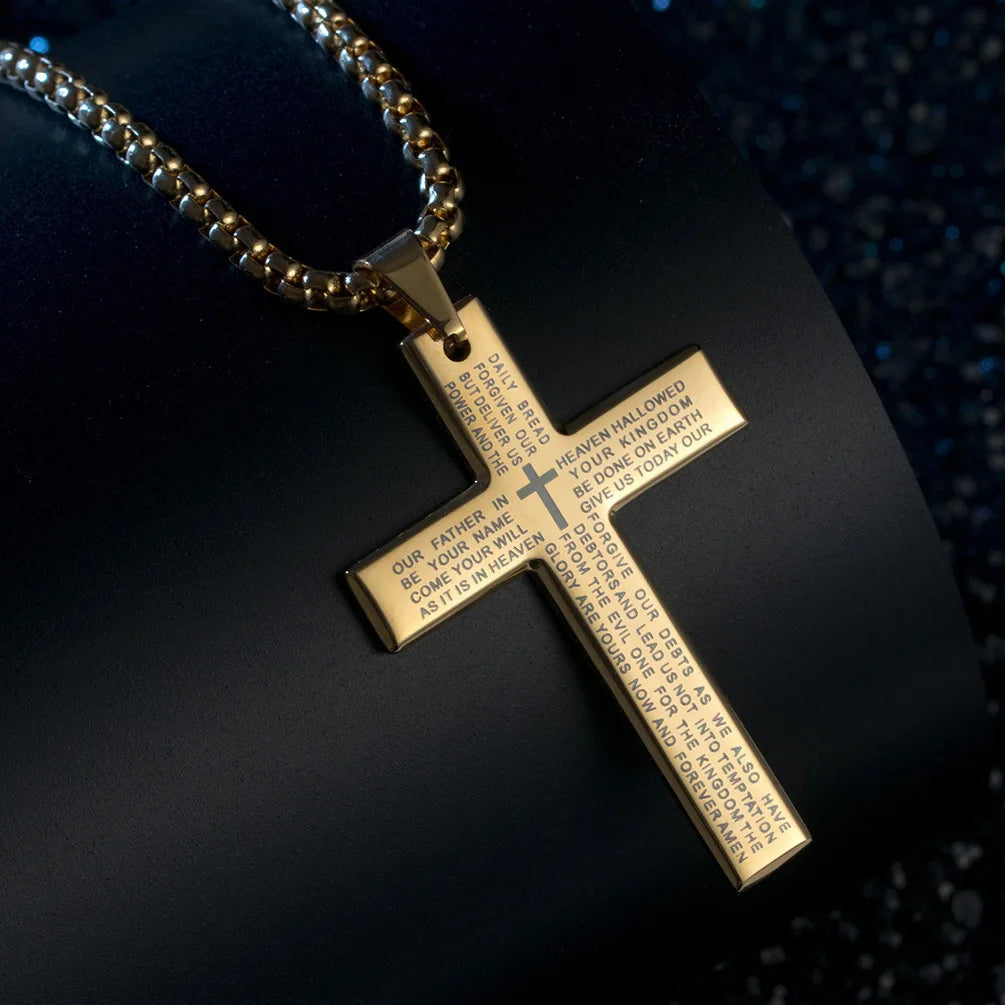 Engraved Cross Car Pendant | Christian/Catholic Faith Prayer