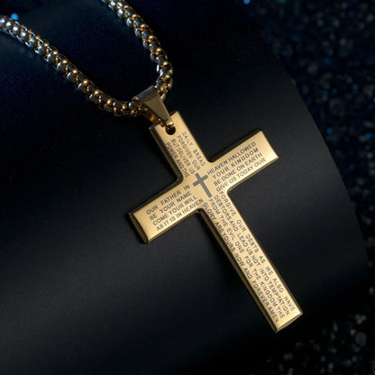 Engraved Cross Car Pendant | Christian/Catholic Faith Prayer
